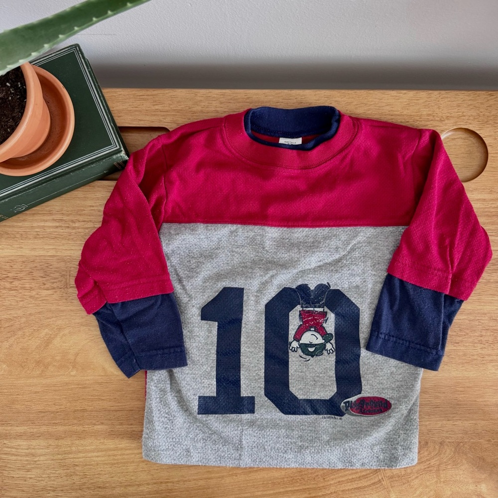 Vintage Healthtex Boys Shirt 4T Long Sleeve Layered Sports Graphic Y2K
